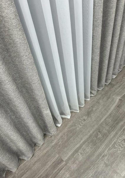Комплект штор штор фактурний льон преміум, колекція &ldquo;Grand Linen&rdquo;, колір світло-сірий 2041ш 33-1031 2041ш33-1031-11 фото