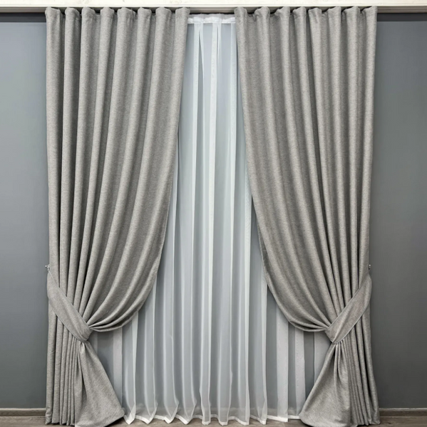 Комплект штор штор фактурний льон преміум, колекція &ldquo;Grand Linen&rdquo;, колір світло-сірий 2041ш 33-1031 2041ш33-1031-11 фото