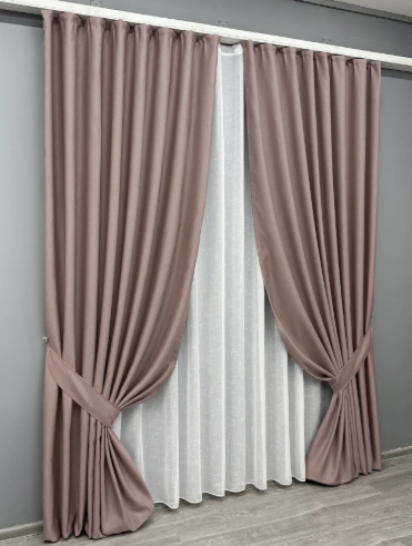 Комплект штор, преміум класу льон фактурний,колекція &laquo;Royal Texture&raquo; колір пудровий лб26ш-11 фото