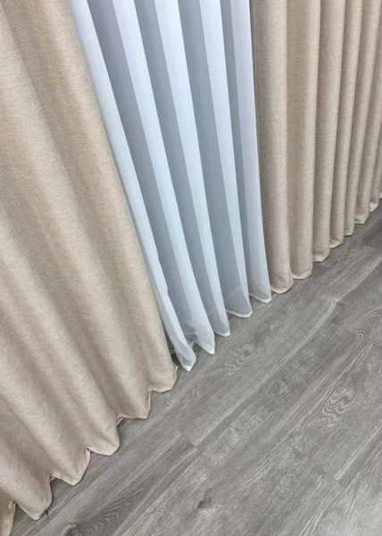 Комплект штор фактурный лен премиум, коллекция "Grand Linen", цвет бежевый 2025ш 33-1024 2025ш 33-1024-11 фото