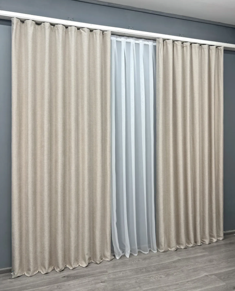 Комплект штор фактурный лен премиум, коллекция "Grand Linen", цвет бежевый 2025ш 33-1024 2025ш 33-1024-11 фото