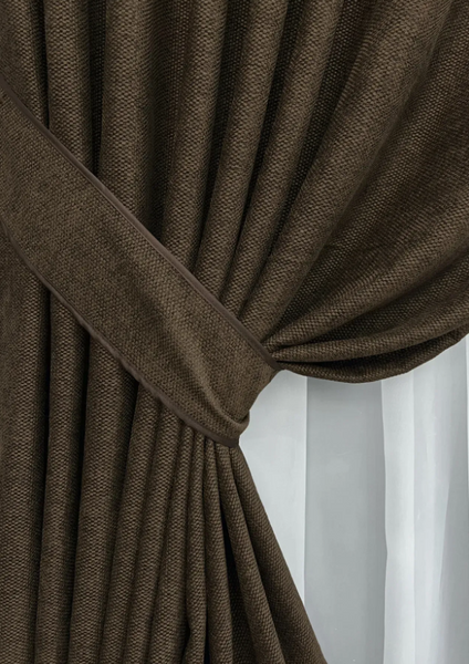 Комплект штор фактурний льон преміум, колекція &ldquo;Grand Linen&rdquo;, колір коричневий 2026ш 33-1025 2026ш33-1025-11 фото