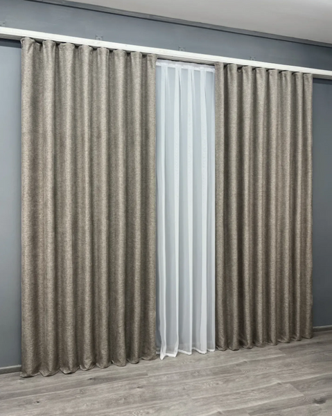 Комплект штор фактурний льон преміум, колекція &ldquo;Grand Linen&rdquo;, колір тауп 2029ш 33-1028 2029ш33-1028-11 фото
