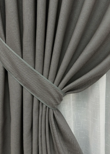 Комплект штор, преміум класу льон фактурний,колекція &laquo;Royal Texture&raquo; колір темно-сірий лб31ш-11 фото
