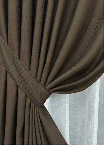 Комплект штор, преміум класу льон фактурний,колекція &laquo;Royal Texture&raquo; колір шоколадний лб29ш-11 фото