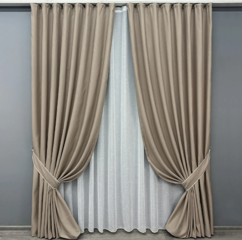 Комплект штор, преміум класу льон фактурний,колекція &laquo;Royal Texture&raquo; колір бежевий лб32ш-11 фото